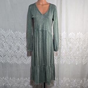 Saturday/Sunday Long Sleeve Green Maxi Dress Size Small P